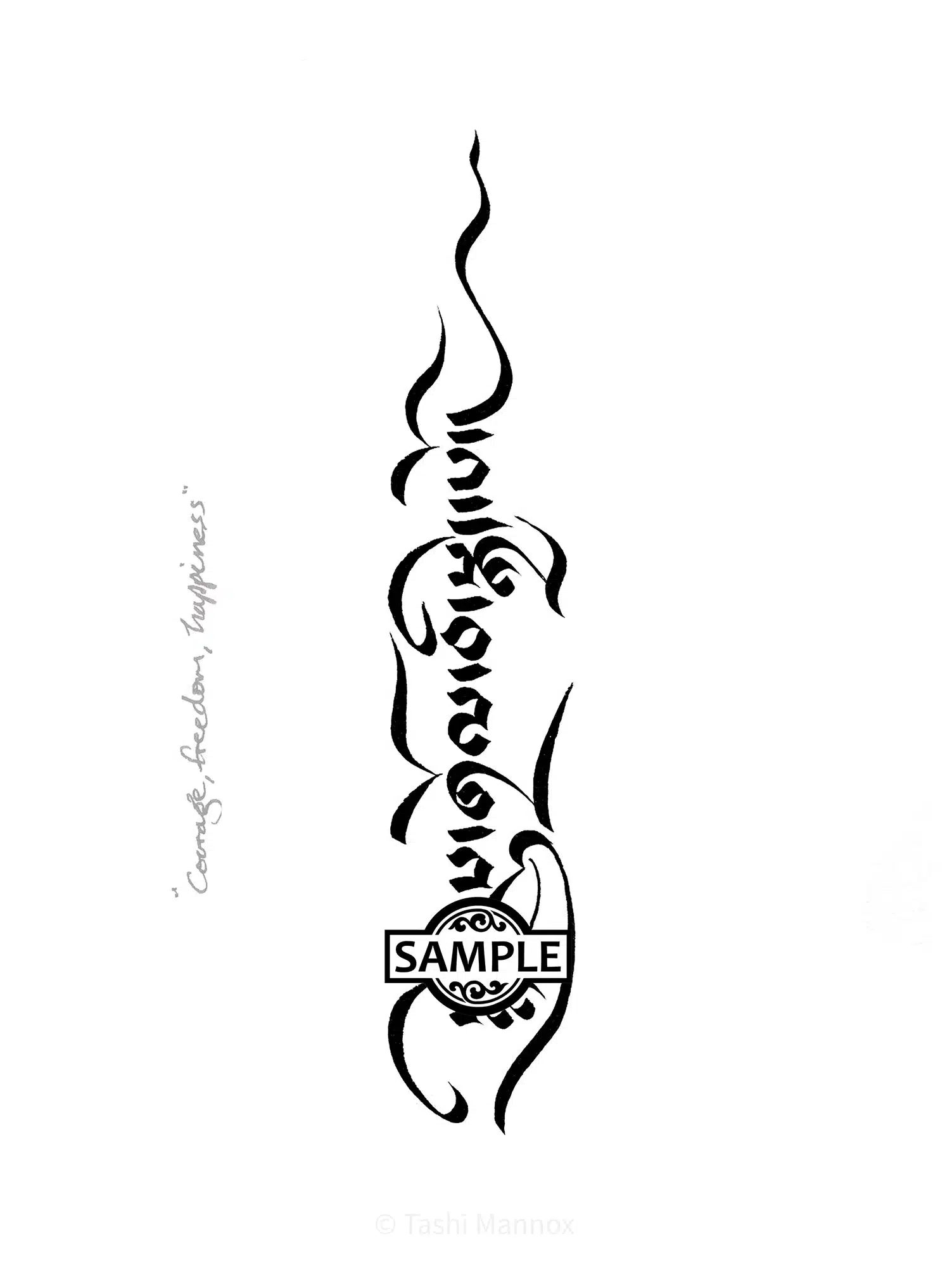 Courage Freedom Happiness - Tattoo Design