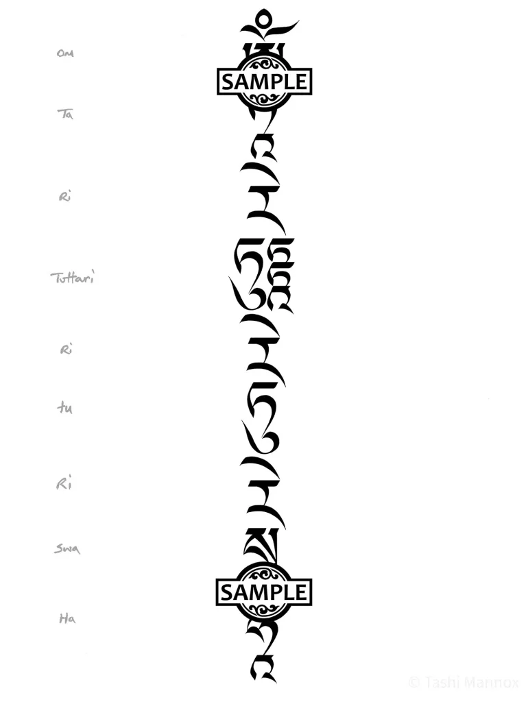 Green Tara mantra - Tattoo Design