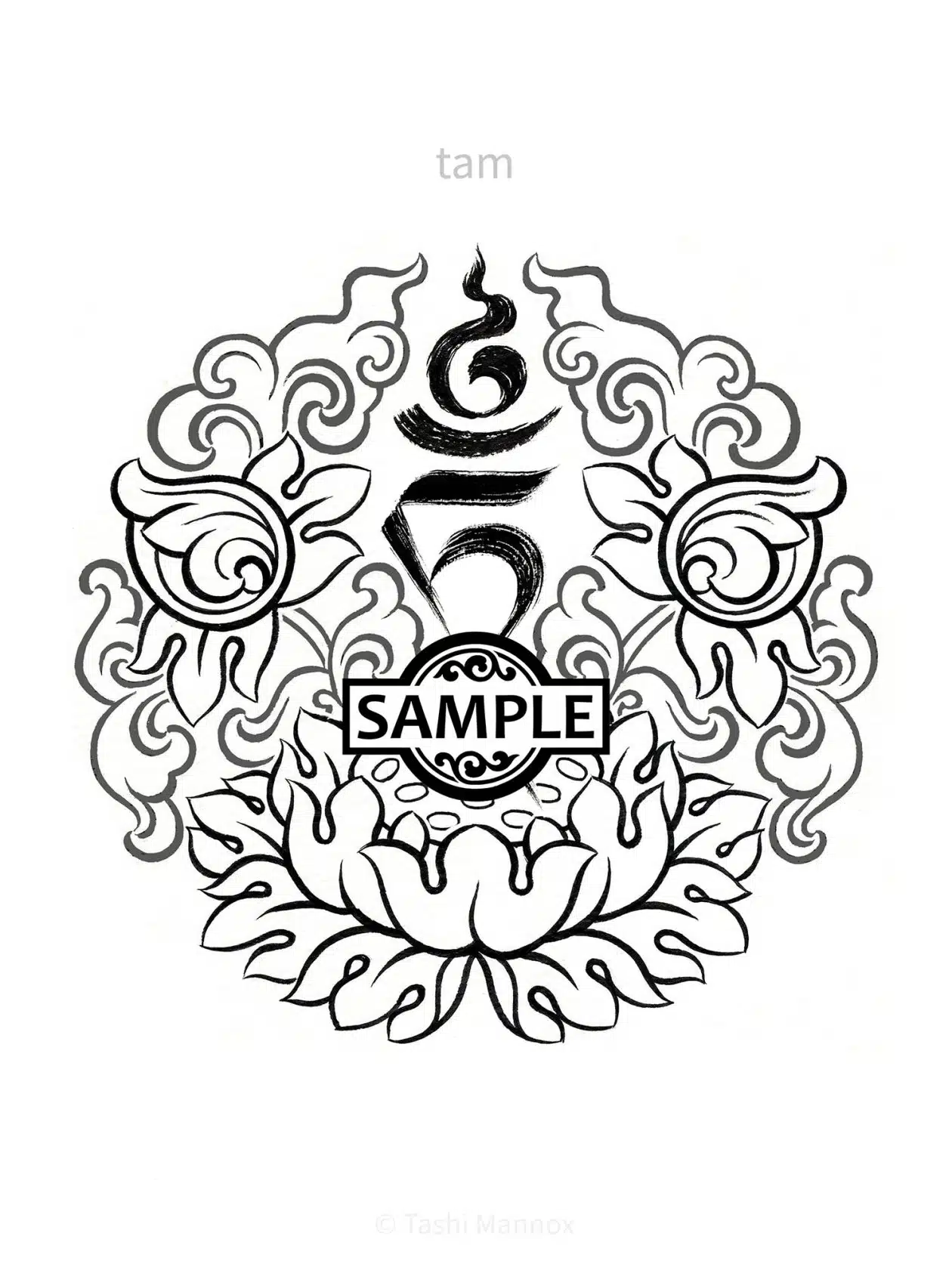 Green Tara tam Syllable on Lotus Tashi Mannox