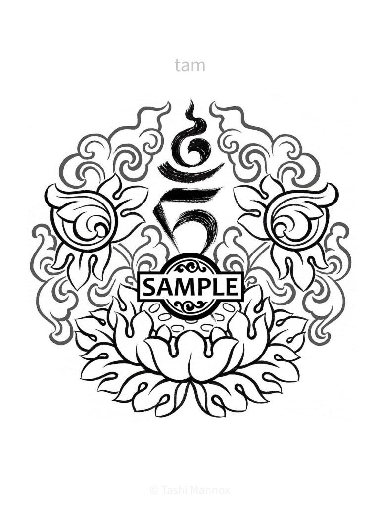 Green Tara tam Syllable floral design