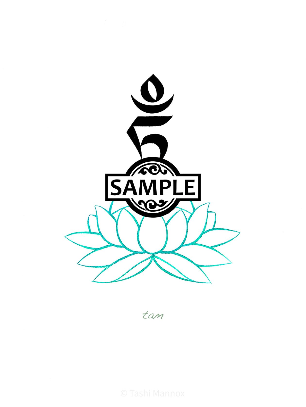 Green Tara tam Syllable floral design - Tashi Mannox