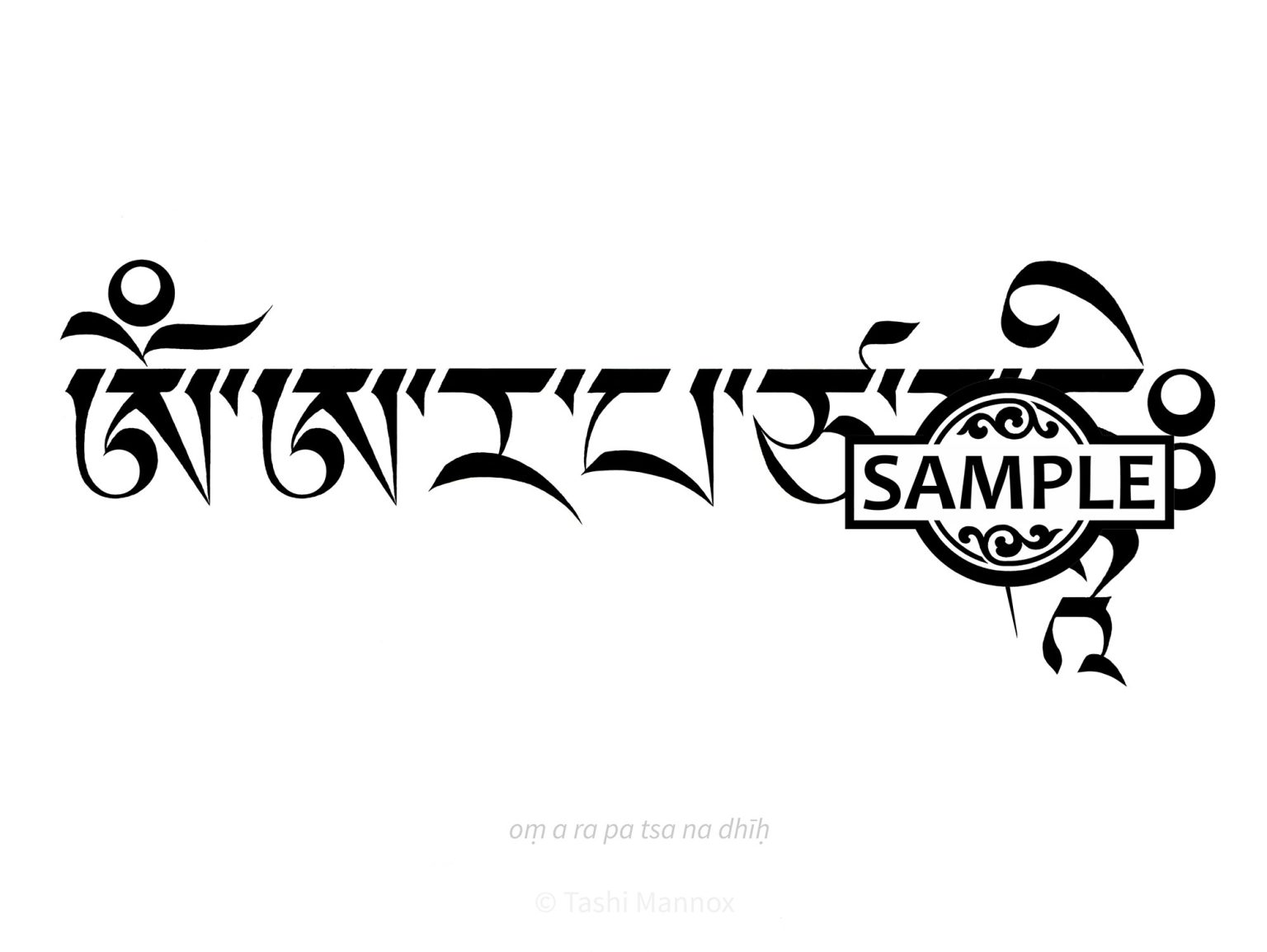 Mani Wisdom Pani mantra tattoo design - Tashi Mannox