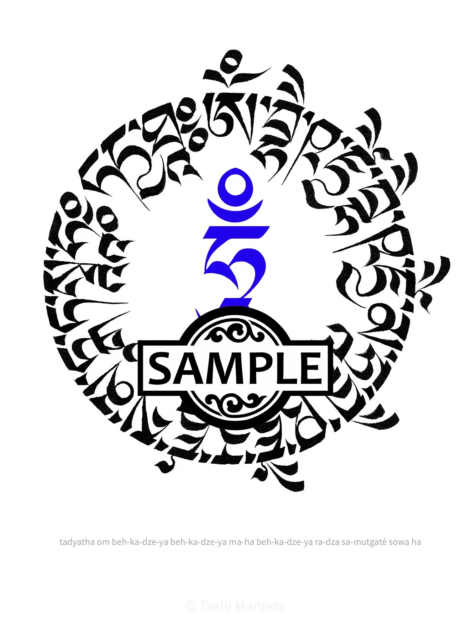 Medicine Buddha mantra garland - Tattoo Design