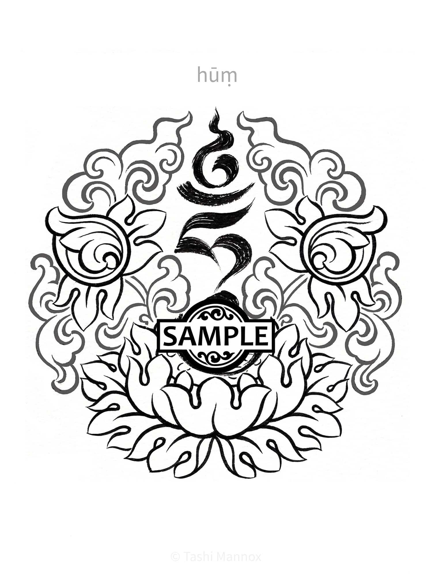 hum Syllable floral design - Tattoo Design