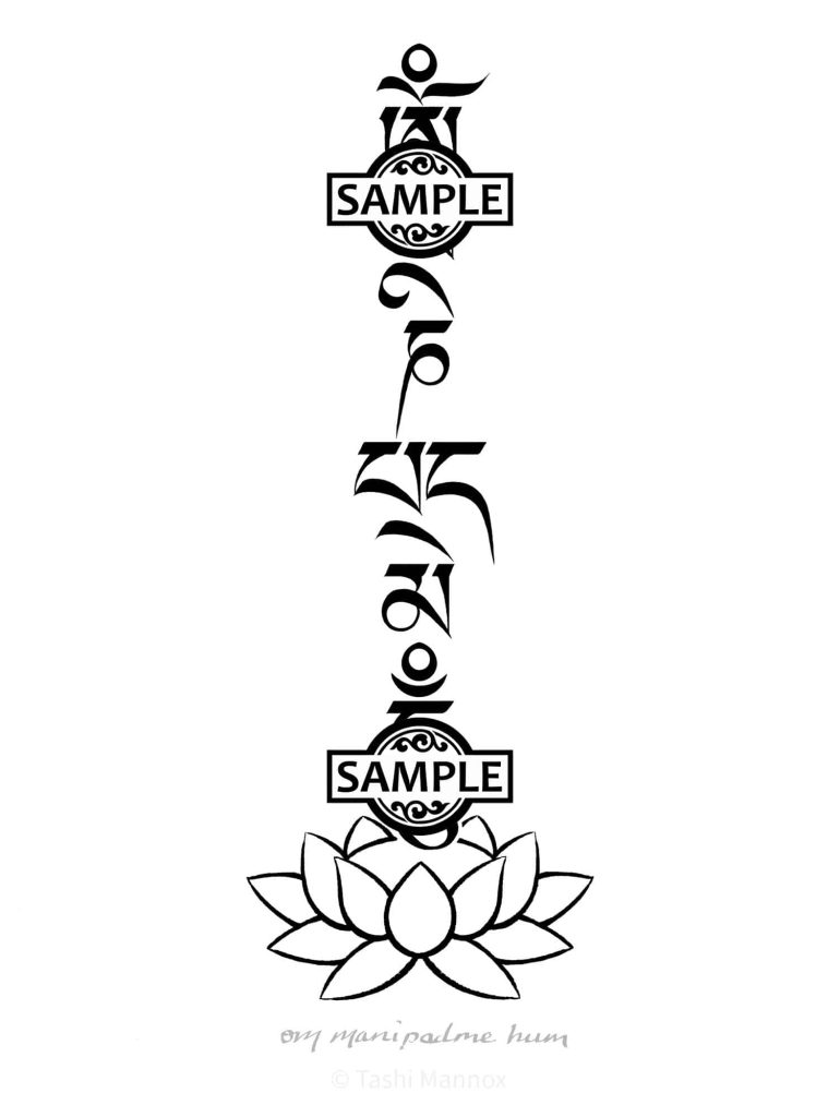 Mani mantra on lotus - Tattoo Design